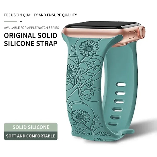 Graverat armband för Apple Watch-armband 46mm 44mm 42mm 41mm 40mm 45mm Ultra 49mm Blomsterarmband Iwatch Series 10 9 8 7 SE 6 5 4 3 Butterfly Star 38-40-41mm-S10-42mm