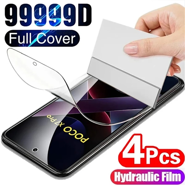 4 st Hydrogel Film för Xiaomi POCO X7 M7 X6 Pro X5 X3 X4 GT NFC M4 M5 M6 Pro 5G Skärmskydd för POCO F6 Pro F5 F4 C65 Film For POCO X5 5G 4 Pieces