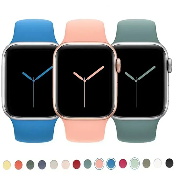 Silikonarmband för Apple Watch Band Ultra 2 49mm 45mm 44mm 41mm 40mm 38mm Correa Armband IWatch Series 9 8 7 5 4 3 8 6 SE 44mm Starlight 38mm 40mm 41mm L