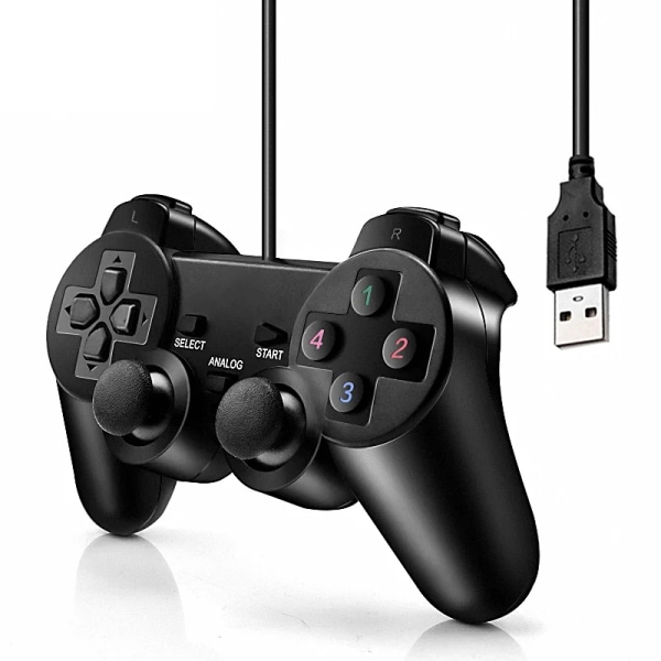 USB kabelansluten PC Game Controller Gamepad För WinXP/Win7/Win8/Win10 Joypad För PC Windows Dator Laptop Svart Game Joystick Black