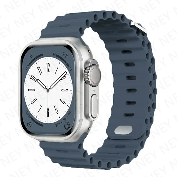 Ocean armband för Apple Watch Ultra 2 Band 49mm 9 8 7 45mm 41mm Silikonarmband Armband iWatch 6 5 4 3 SE 44mm 40mm 42mm band 23 rock blue 42mm 44mm 45mm 49mm
