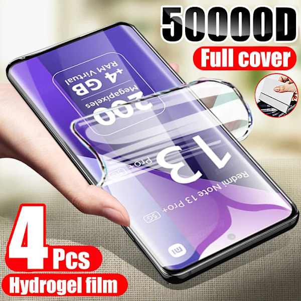 4 ST Hydrogelfilm För Xiaomi Redmi Note 13 14 12 11 10 9 8 7 Pro Plus Skärmskydd För Redmi Note 14S 12S 11S 10S Mjuk Film Note 7 4PCS