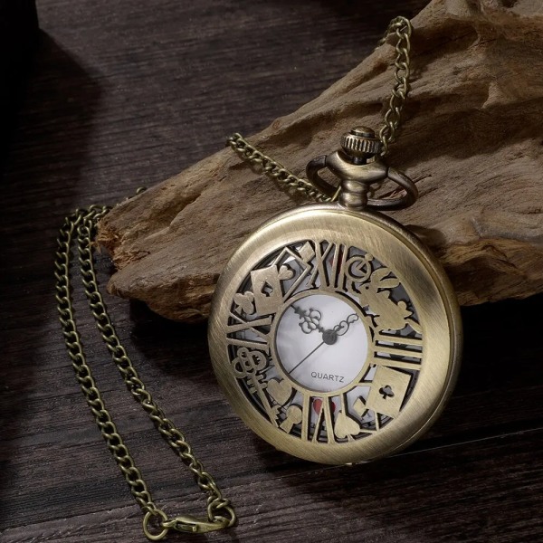 Ny brons watch fickur Retro Alice Tema Fick Fob Watch Hänge Halsband Watch Herr Dam Present 4