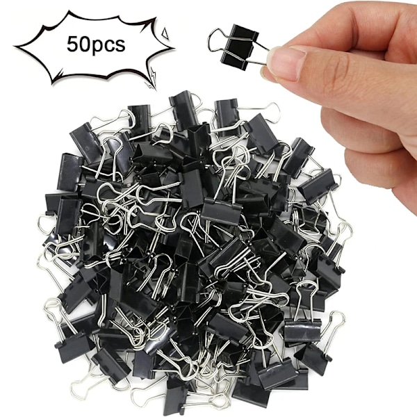 50St Mini Binder Clips Svart Binder Clips Liten Papper Clip För Hem Skolkontor Och Företag 15Mm 15mm  50pcs