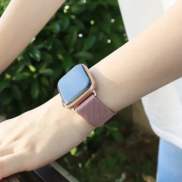 Milanese Loop för Apple Watch armband 44mm 40mm 45mm 41mm 42-38-44mm rem ultra 2 49mm metallarmband iwatch series 9 8 7 6 SE 5 4 3 24 wine red 42mm 44mm 45mm 49mm