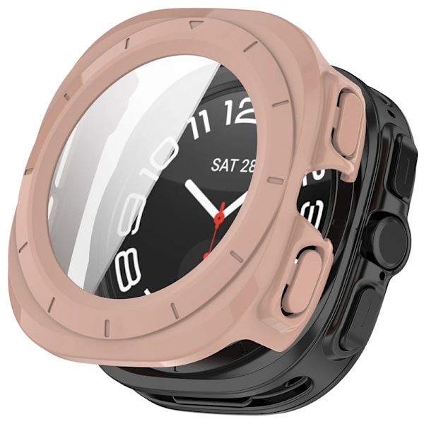 PC-fodral Glas För Samsung Galaxy Watch 7 Ultra 47MM Smart Skärmskydd Hårt PC Skyddande Fodral Klocka 7 Ultra Stötfångarskal Pink Watch 7 Ultra 47mm