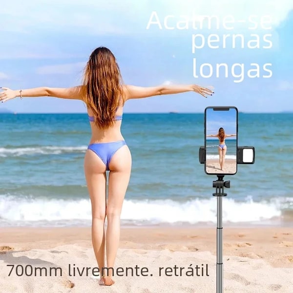 3 i 1 Trådlös selfie stick Stativ Med Fyllnadsljus Bluetooth Slutarfjärrkontroll Portabel Vikbar Monopod För Smart Telefon With light