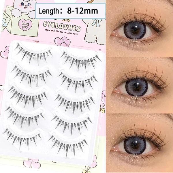Dröm Deer 5 Par Falska Ögonfransar En Typ Ögonfransar Uppgraderad Lash V-Formad 0.14Mm Transparent Stam Mjuk Naturligt Öga Lashes Mink R-15