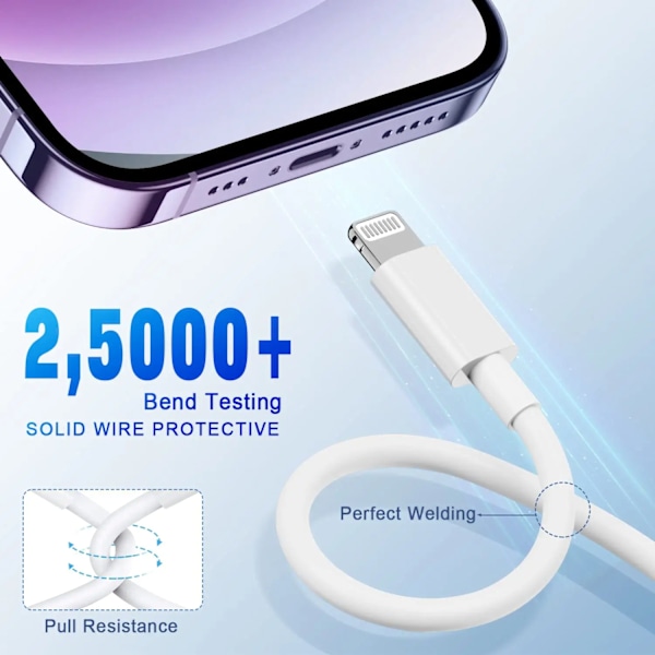 1M/3FT USB till Lightning Laddningskabel för iPhone iPad - 4-pack White