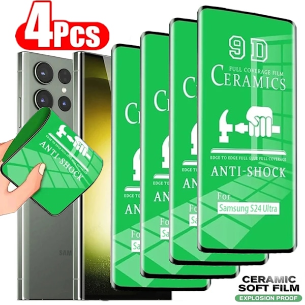 4 st HD Mjuk Keramisk Film för Samsung Galaxy S21 S20 S22 S23 S24 Ultra FE S10 S9 S8 Plus Note 20Ultra 9 10 Plus Skärmskydd For Samsung S24 4 pieces