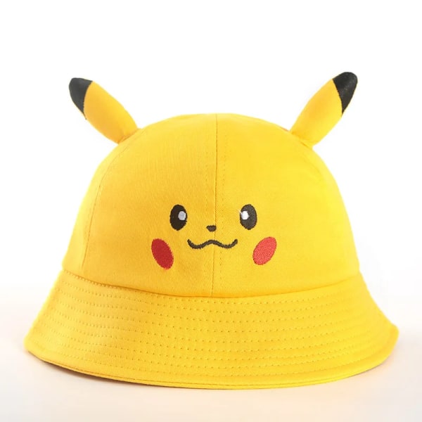 Solskyddsmedel Pikachu printed fiskarhatt Japansk anime Pokémon Pot Söt tecknad solskyddshatt cap Yellow