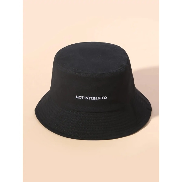 Fisherman Hat Trend Herr Nya bokstäver Broderad Casual Hat Kvinnor Kan Vika Utomhus Sommar Resor Solskydd Basin Hat black