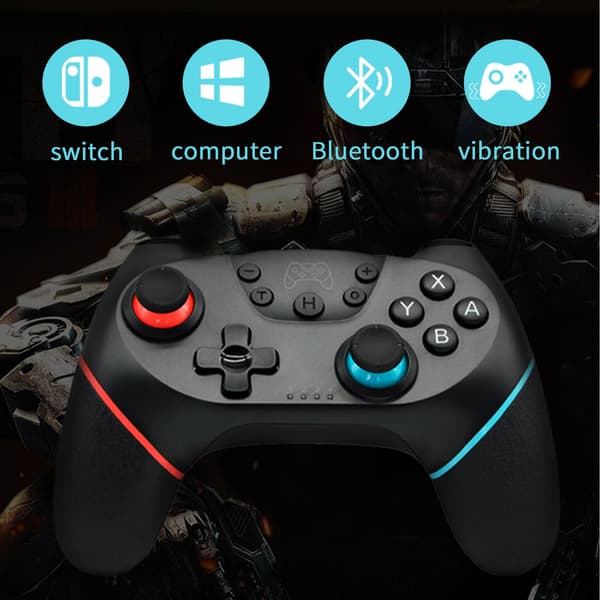 [2023 uppgraderad version] Bluetooth trådlös handkontroll kompatibel Nintendo Switch Pro Gamepad kompatibel Nintendo Game Joystick Blue-Red