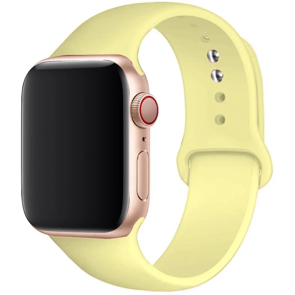 Silikonarmband för Apple Watch-armband 40 mm 49mm 44 mm 45mm 46mm 42mm 41mm 38mm sportarmband iWatch serie 10 9 8 3 SE ultra 2 Lemon Cream 42 44 45 mm M-L