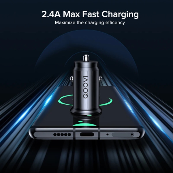 Mini billaddare 2.4A Dubbel USB Snabbladdning Universal Mobiltelefon i Billaddare Tablet GPS för iPhone 11 Xiaomi Samsung Huawei