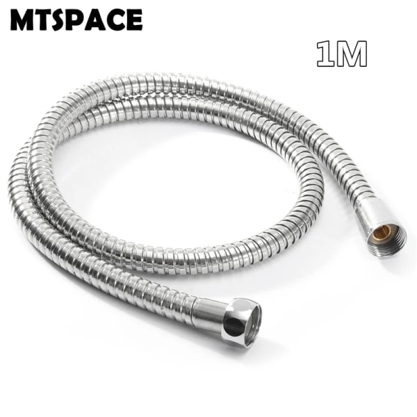 MTSPACE Hög kvalitet 1m/1,5m/2m G1/2 tum flexibel duschslang Rostfritt stål Krom Badrum Vattenhuvud Duschhuvud Rörverktyg 1m