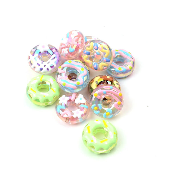 5 st Slumpmässig färg blandad Stor 3 cm handmålade munkar pärlor DIY pärla för armband halsband Gör smycken tillbehör MULTI