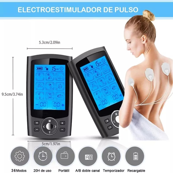 Tens Muscle Stimulator 36-Mode Electric EMS Akupunktur Kroppsmassage Digital Therapy Bantning Machine Elektrostimulator Gel Patch Set