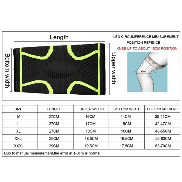 1 ST Fitness Löpning Cykling Knästödshängslen Elastisk nylon Sportkompression Knäskyddsfodral för basket volleyboll Green XXL