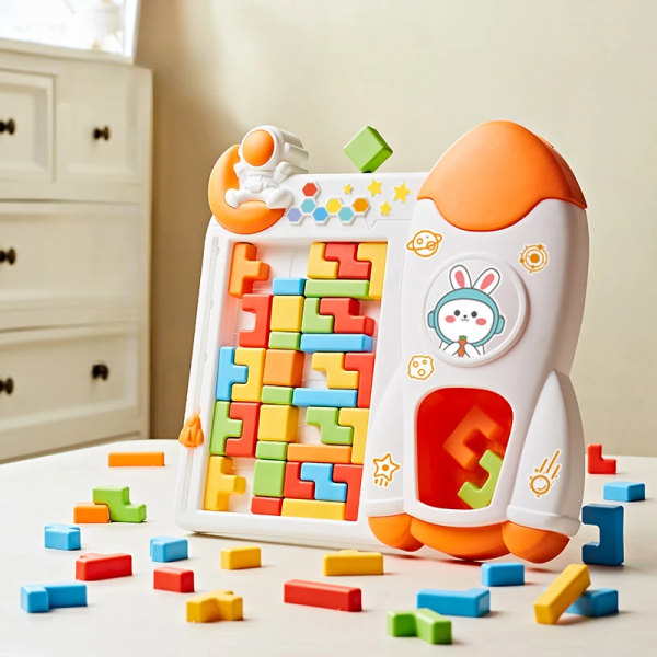 Tidig utbildning gåva att ge tredimensionellt rymd Tetris pussel interaktiva leksaker för barn Orange color box