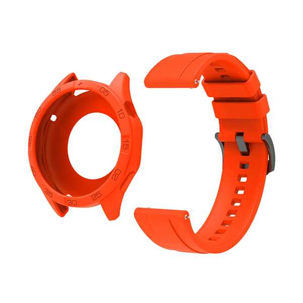 Silikonarmband för Huawei Watch GT4 GT5 46mm Ersättningsarmband + Skyddsfodral Orange Bundle Huawei GT4 GT5 46mm