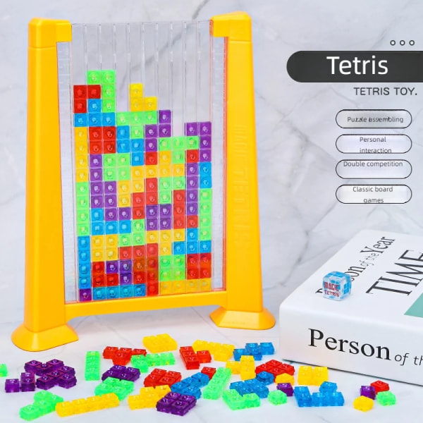 3D Tetris Färgglada byggstenar Leksak Utbytbar upplysa Pussel Kreativt skrivbordsspel Klassisk vetenskap Pedagogiska barn Yellow