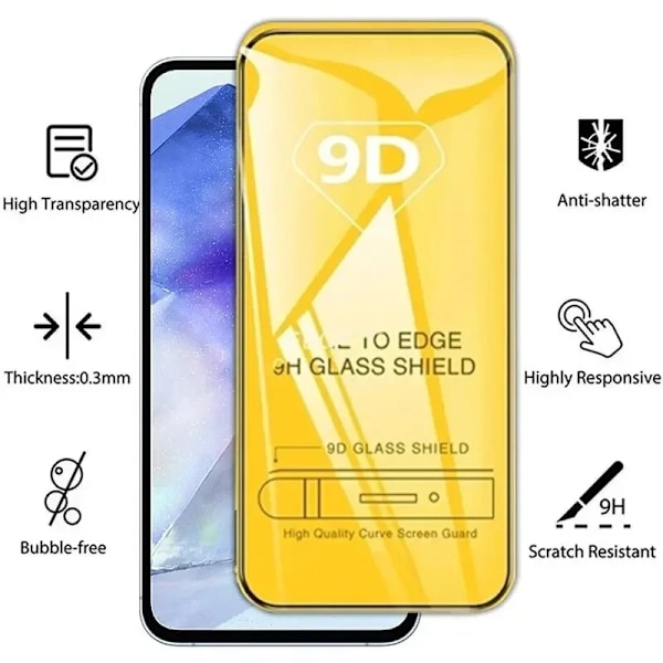 9D Full Härdat Glas För Samsung Galaxy A15 5G Film A14 A13 A12 A25 A24 A22 A05s A04e A04 A03s A02 A21s A20E Skärmskydd A20 2PCS