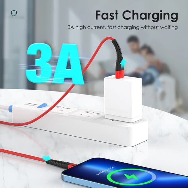 Snabb USB-kabel för iPhone 13 14 12 11 Pro XS Max 5 6 7 8 Plus SE iPad Origin 3M Sladd Mobiltelefon Sladd Data Laddare Kabel WHITE 3m