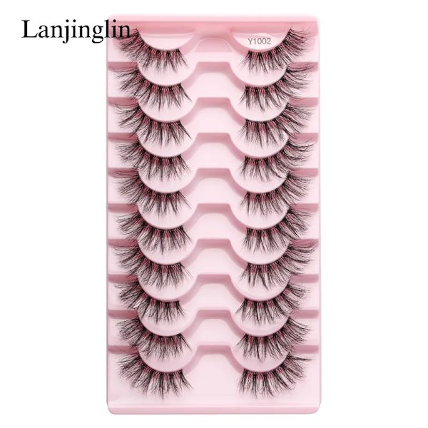 Half Eey Lashes 3/5/10 Par Nya Faux Mink Lashes Naturliga Falska Ögonfransar Wispy Fluffig Ögonfrans Extension Makeup Halv Lashes Verktyg 10pairs-Y1002