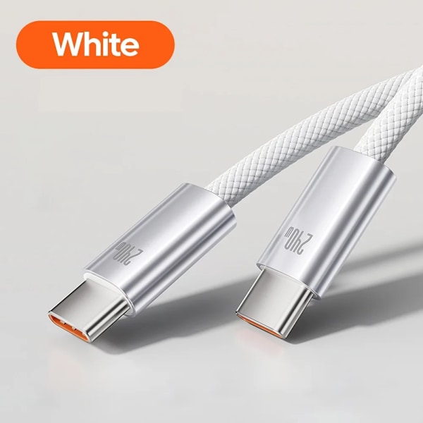 240W Typ C till Typ C Kabel Supersnabb Laddning För iPhone 16 15 Laptops Tablet PD USB C till USB C Kabel För Sumsung Huawei Telefon White 1.2m