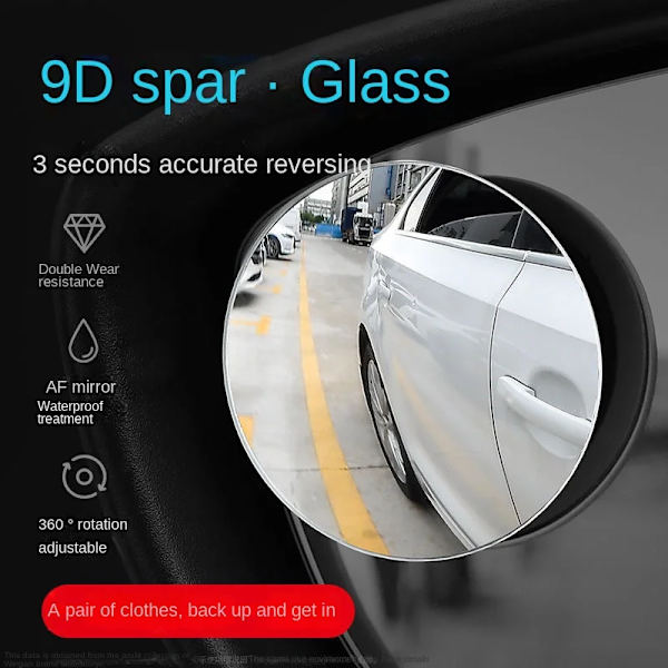 Blindvinkel backspegel vidvinkel 360 grader justerbar liten rund spegel Bil backspegel bakåtvänd konvex spegel 2 piece