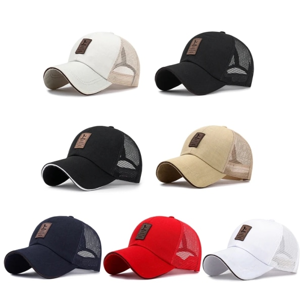 Unisex andningsnät Mesh Cap UV-skydd Ridning Fiske Tennis Golfkepsar Sport Mössa Kvinnor Män Baseball Solhatt Beige Adjustable