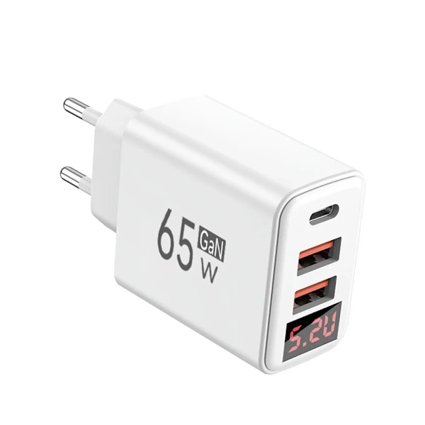 EU US UK 65W USB-laddare 3 Portar Snabbladdning Mobiltelefon Ström QC3.0 ny Laddare För iPhone Samsung Xiaomi EU White