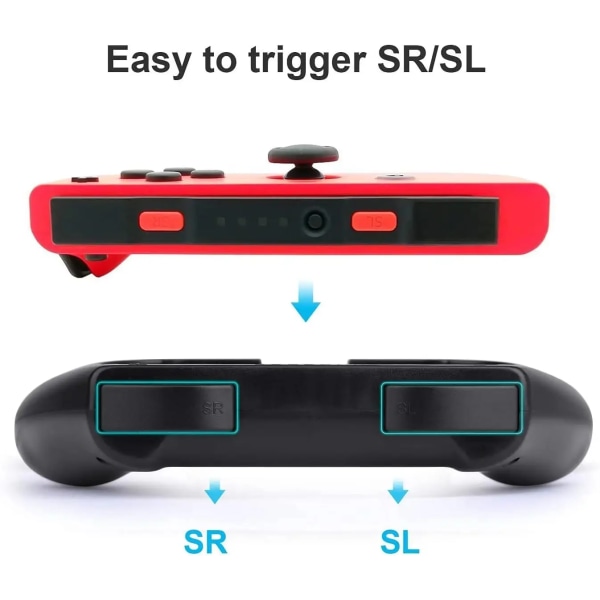Kompatibel med Nintendo Switch/Switch OLED Joy-Con, 3 i 1 Slitstarkt Game Switch Controller Handle Case Kit Black