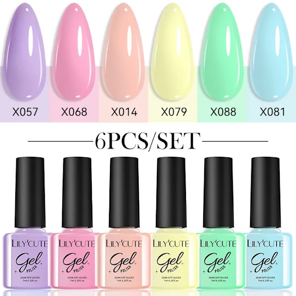 LILYCUTE 6 st/set 7ml Kaffeserie Gel Nagellack Kit 125 Färger Manikyr Semi Permanent Soak Off UV Nagelkonst Gel Lack 6Pcs 14