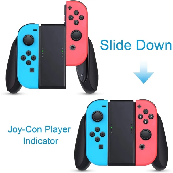 Kompatibel med Nintendo Switch/Switch OLED Joy-Con, 3 i 1 Slitstarkt Game Switch Controller Handle Case Kit Black