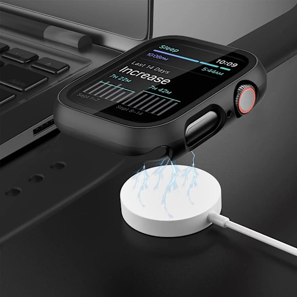 Skärmskyddsfodral i härdat glas för Apple Watch Series 9 Ultra 8 7 6 5 4 3 2 1 SE 49MM 45MM 41MM 40MM 44MM 42MM 49 MM Silver 41MM