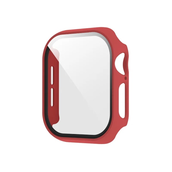Härdat Glas+Skal för Apple Watch 45mm 41mm 40mm 44mm 42mm 46mm Skyddande Skal PC Stötfångarram För iWatch 10 SE 9 8 7 6 5 4 Red 41mm Series 7 8 9