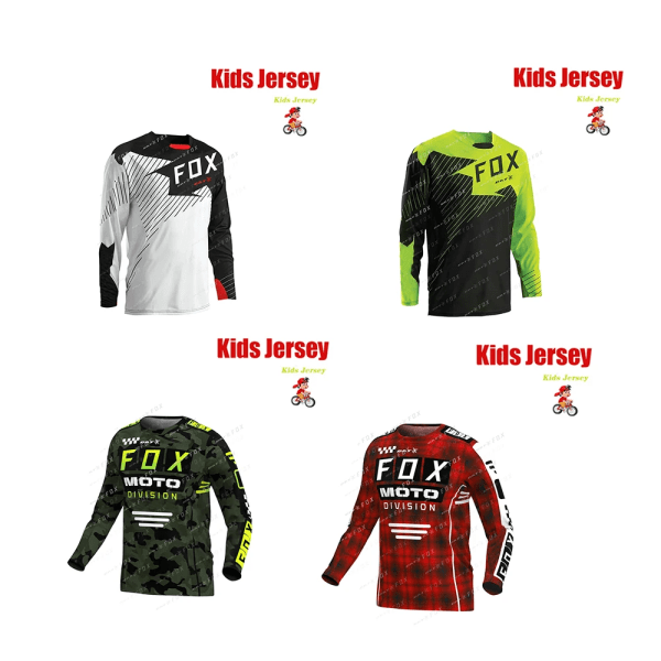 BAT FOX Kids Racing tröja Downhill Jersey Mountain Bike T-shirt Camiseta Motocross Jersey Snabbtorkande andningsbar barntröja KA-AL556 XS