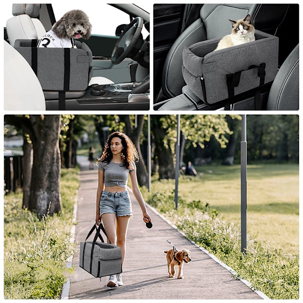 Bil Kennel Amazon Hot Car Pet Bag För Bil Användning Säkerhetsplats Central Kontroll Paket Husdjur Säng Pack Hand Bage Gray