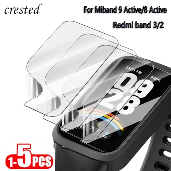1-5ST Mjuk film för Xiaomi Mi Band 9 8 Active Tillbehör Böjd Kant Anti-repa Skärmskydd för Xiaomi Redmi band 3 2 3 Pcs For Mi Band 9 active