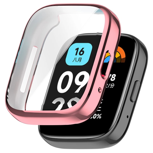 TPU Skyddsfodral För Xiaomi Redmi Watch 3 active Fulltäckande Skärmskydd För Redmi Watch 3 Smartklocka Stötfångarskal Rose Pink Redmi Watch 3 Lite
