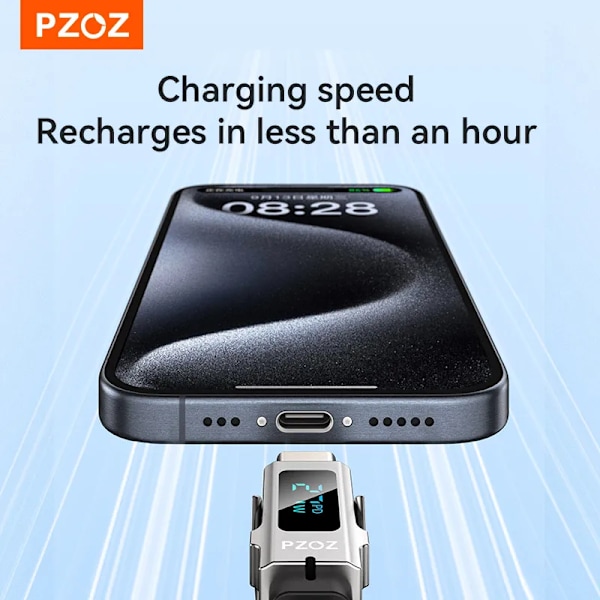 PZOZ 4 i 1 140W PD USB C-kabel Digital Display Snabbladdning För iPhone 16 15 14 Pro Max MacBook iPad USB Typ C-sladdladdare 60W Black 0.2m