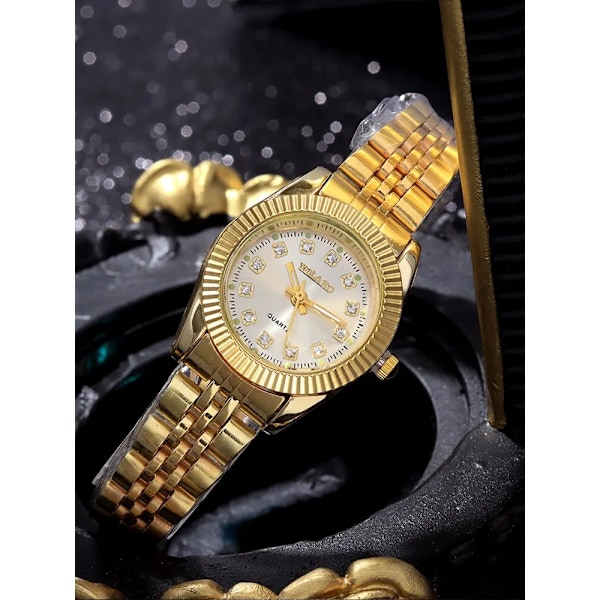 1 st Fashion Guld Stålband Kvinnors Kvartsur golden No