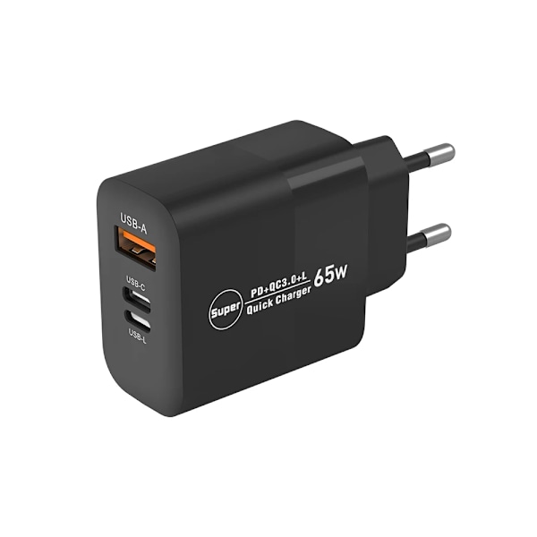 PD 65W Högpresterande USB-laddare Super snabb omvandlingsbar laddare Adapter för iPhone 15 14 13 12 Pro Huawei Xiaomi Samsung Pixel oppo EU black