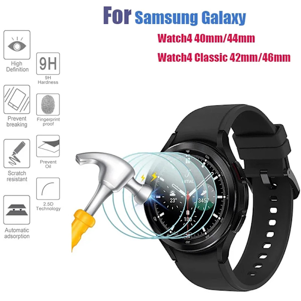 9H Härdat Glas för Samsung Galaxy Watch 4 5 6 7 40/44mm Classic 42/46mm Watch7 44 40mm Anti-Rep Film HD Skärmskydd 1 glass Watch 7 44mm