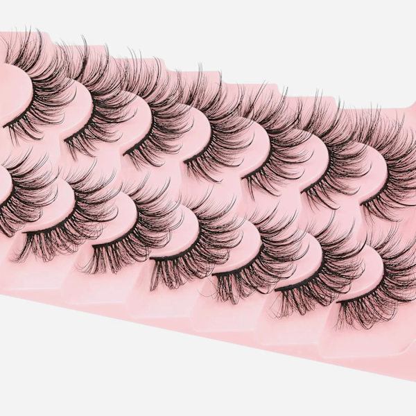Falska Ögonfransar Fluffy Faux Mink Lashes Wispy Fe Katt Ögon Lashes Spiky Strip Lashes Förlängning Naturlig Volym Fake Lashespaket CC