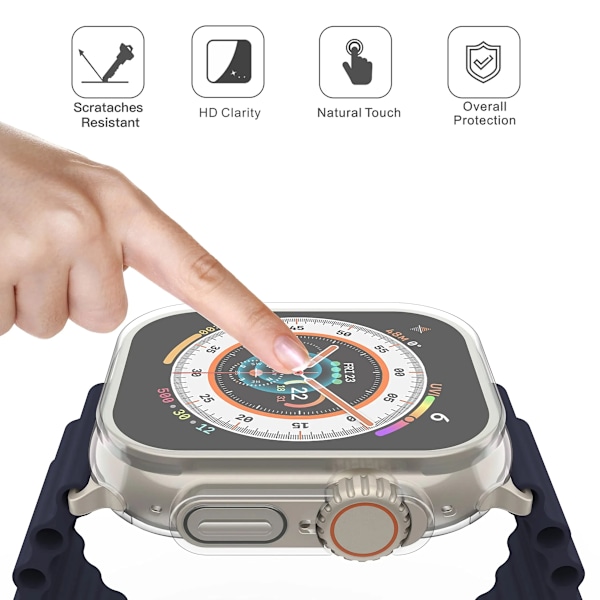 Klockfodral för Apple Watch Ultra 2 49MM Serie 8 7 SE 6 5 4 3 45MM 41MM 44MM 40MM Transparent Skal Apple Watch Skärmskydd 2 pcs 41mm