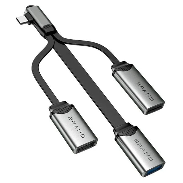 Airies Multifonctionnel 4 en 1 6 000 S6 USB 3.0, Adaptateur Répartiteur de Type C, Tillbehör för Ordinateur Portable och Tablette silver