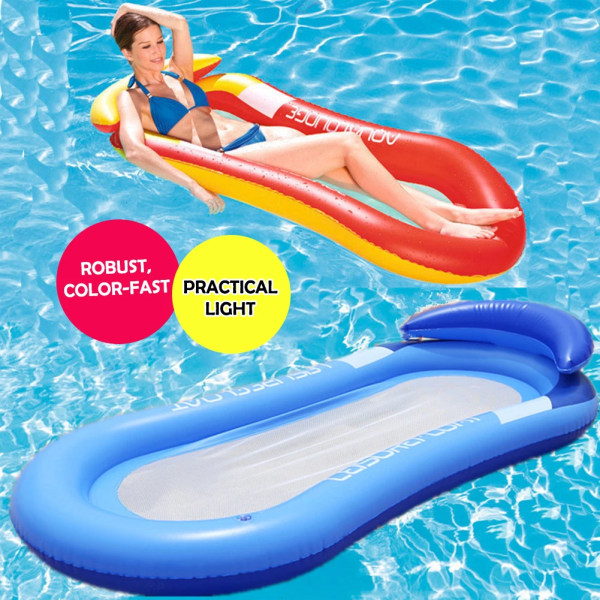 PVC uppblåsbar flytande rad hopfällbar pool Sommarfest Beach Water Float Säng Solstol Blue